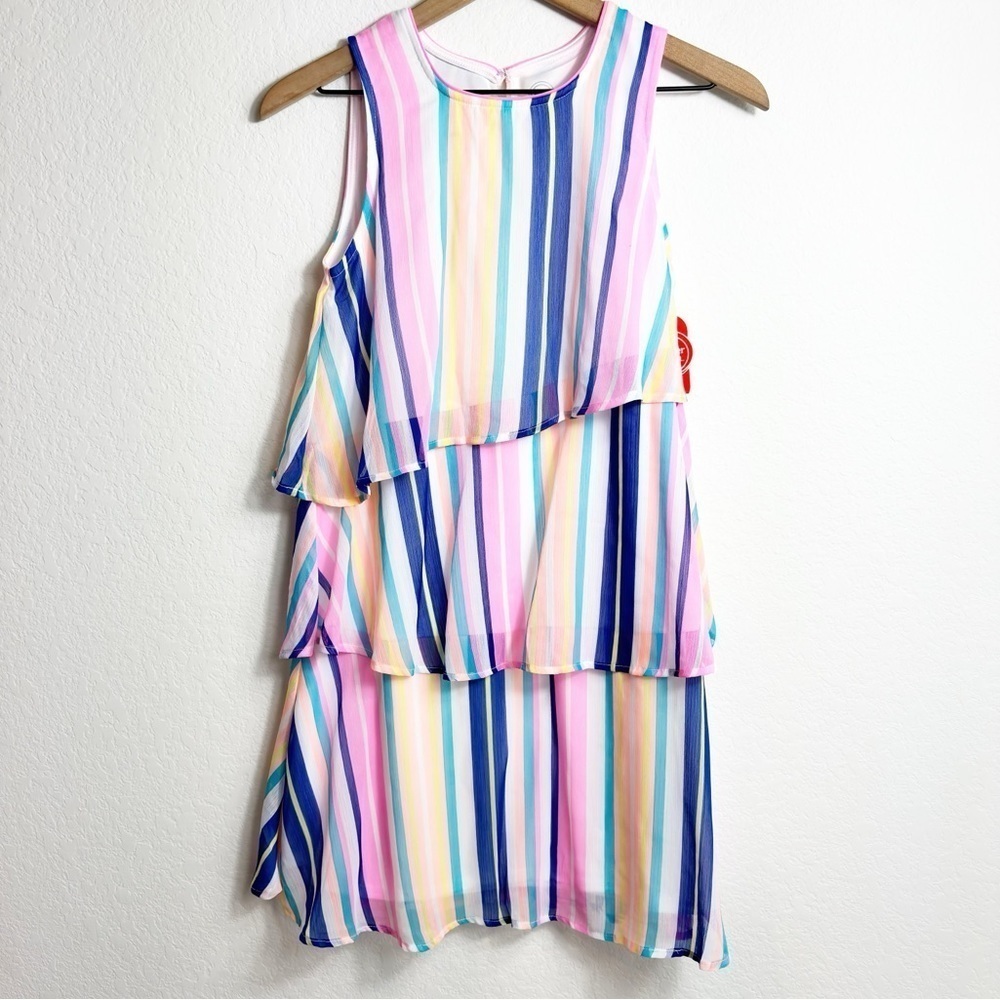 WONDER NATION GIRLS LAYERED CHIFFON RUFFLE DRESS SIZE XL 14/16